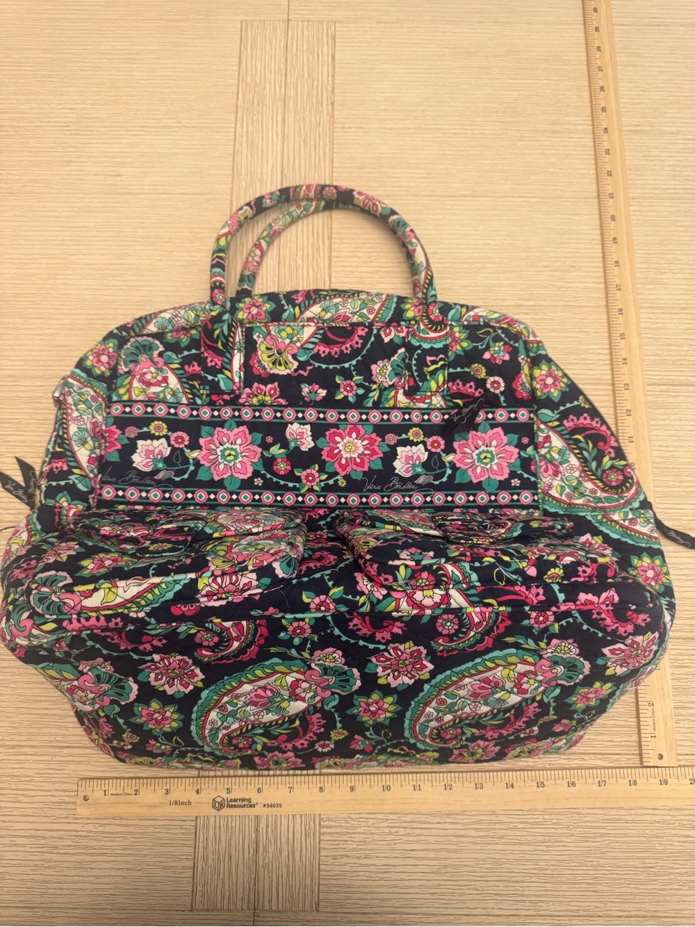 Vera BradleyQuilted Paisley Floral Travel Weekender with Pink & Green Accents